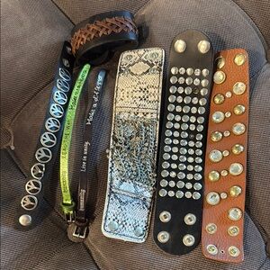 Set of Stylish Leather Bracelets